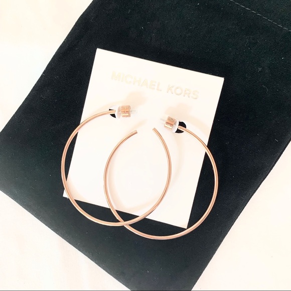 NWT authentic MK rosegold tone large hoop earrings - Picture 2 of 7